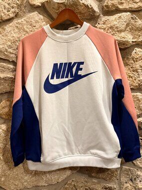 Nike Color-Block Crewneck Pink, Blue, White sz L Vintage Throwback Retro